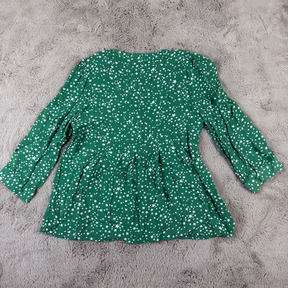 Boden‎ Star Print Tunic Top Tie Front 3/4 Sleeve Green US 8 UK 12 Summer Career - Picture 4 of 7